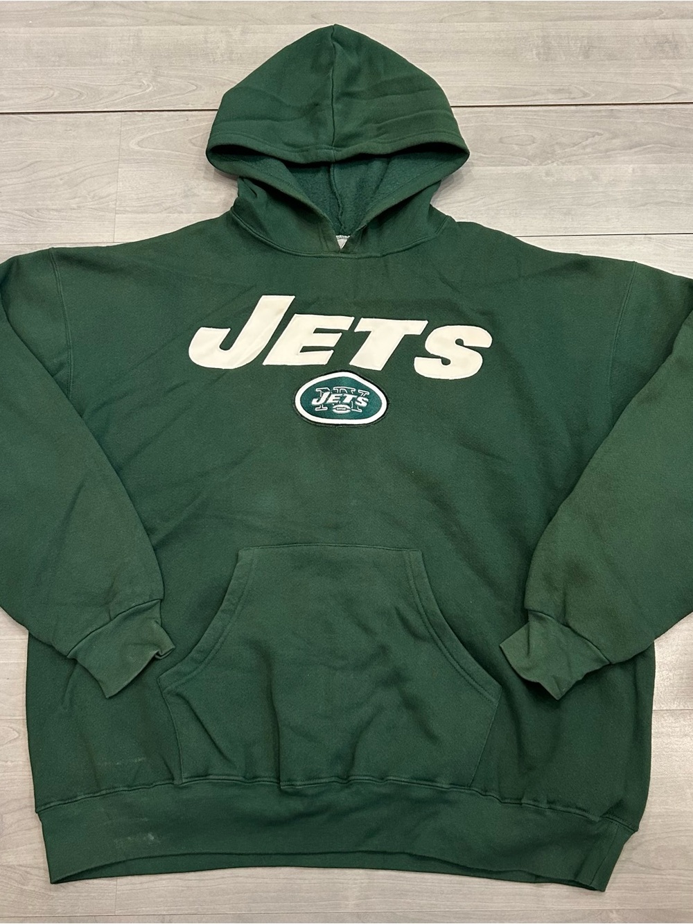 Vintage Y2K New York Jets Hoodie Mens XXL Green Majestic NFL Pullover Sweatshirt